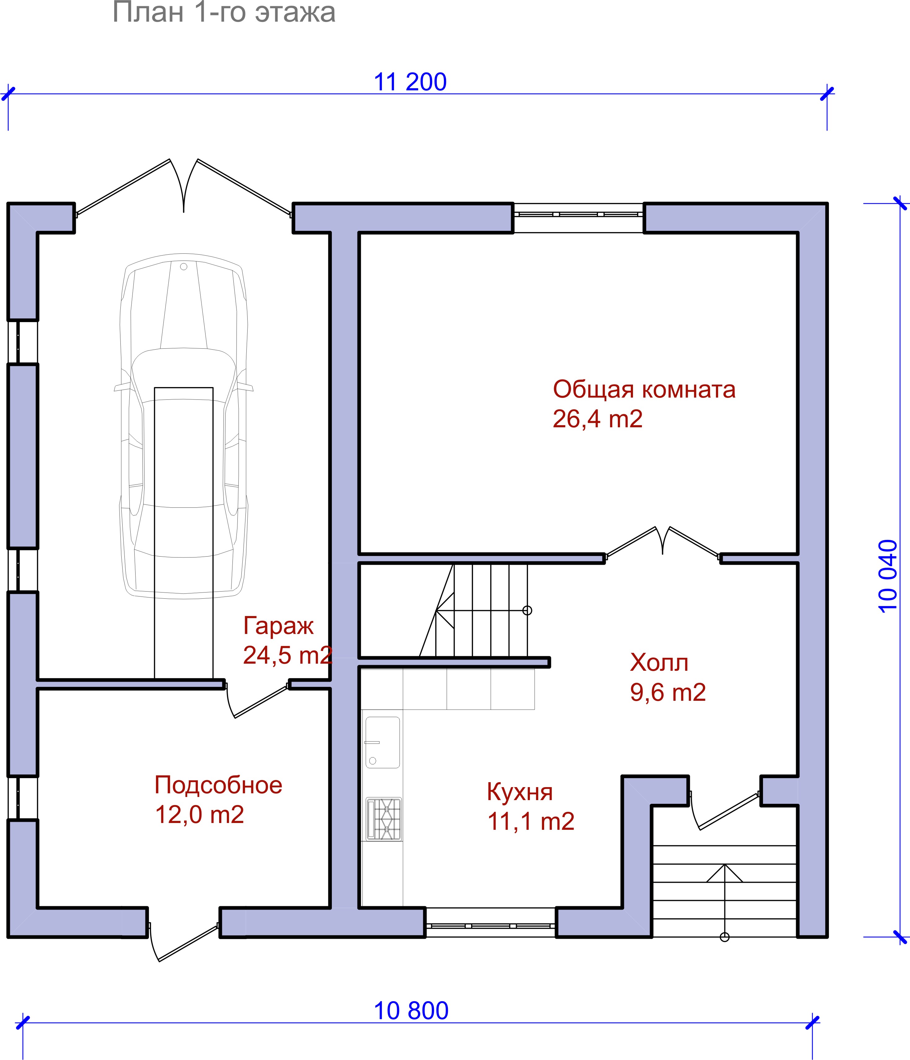 Удобный типовой проект маленького двухэтажного дома с гаражом | Курск |  Архитектурное бюро «Домой»
